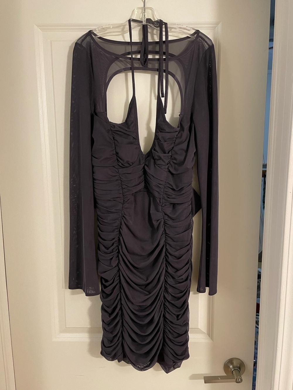 Women’s grey Ruched Open-Back Dress